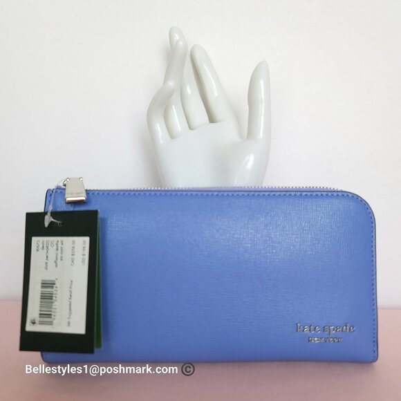 KATE SPADE Devin Saffiano Leather Zip-Around Continental Wallet-Dark Periwinkle⭐ - Picture 16 of 16